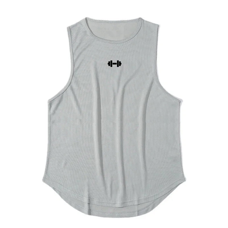 Gym Fitness Bodybuilding Sport Vests Mesh Breathable Quick Dry Running Tank Tops Mens Workout Muscle Casual Elastic T-shirts 7 Sister Stars LLC