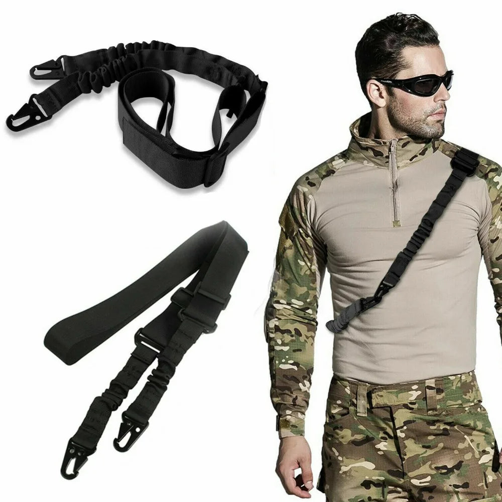 Two Points Rifle Sling with Length Adjuster Traditional Sling with Metal Hook Adjustable Outdoor Hunting Shotgun Belts