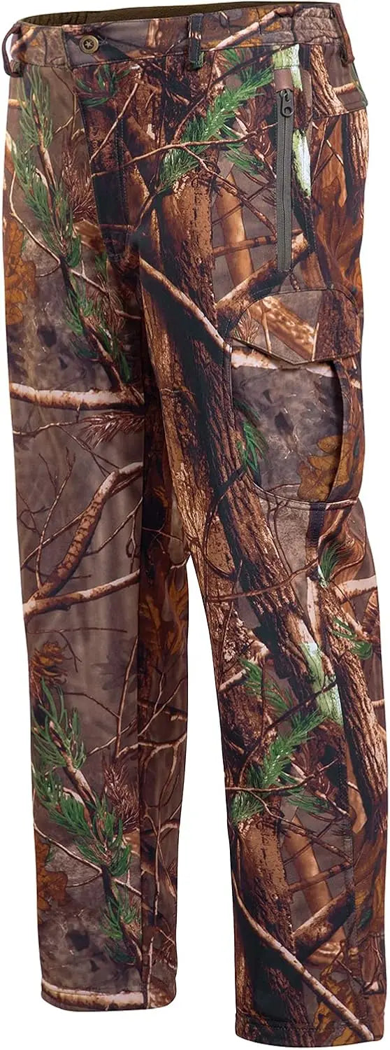 Hunting Pants for Men Camouflage Clothing Gear Windproof Fleece Lined for Winter