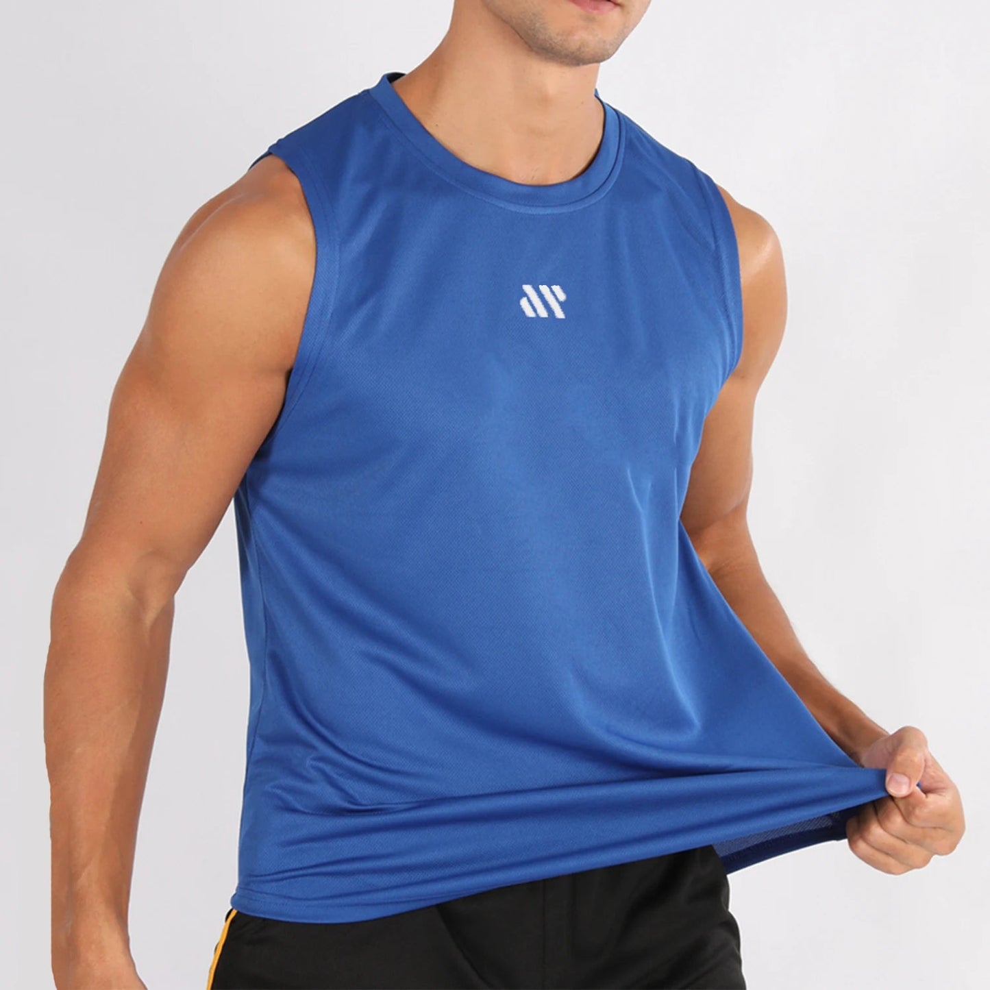 GITF Men's Bodybuilding Vest Gym Workout Mesh Fitness Sleeveless shirt Running wear Stringer Single shirt Summer Accident vest 7 Sister Stars LLC
