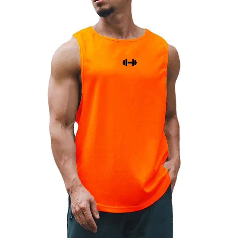 Gym Fitness Bodybuilding Sport Vests Mesh Breathable Quick Dry Running Tank Tops Mens Workout Muscle Casual Elastic T-shirts