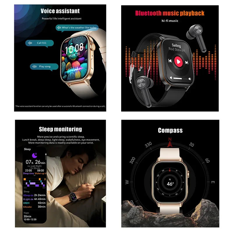 2025 New Built-in GPS Outdoor Smart Watch 2.01''HD Screen178+sports  Health Monitoring Bluetooth Call lP68 Waterproof Smartwatch