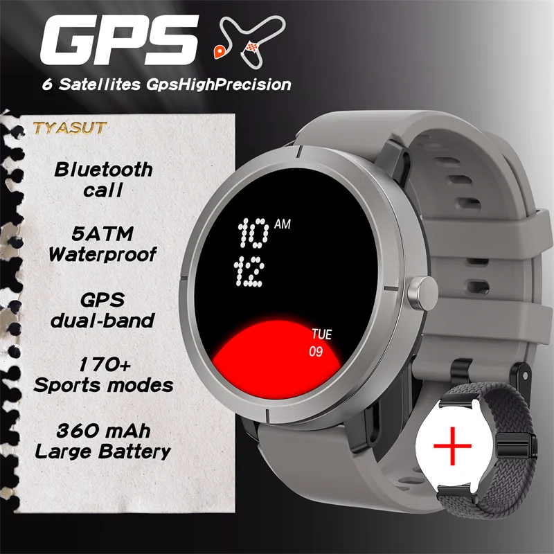 2025 New GPS Sports Smart Watch 1.32 inch AMOLED 5ATM Waterproof Outdoor Watch 360mAh Battery call Smarwatch For Men And Women