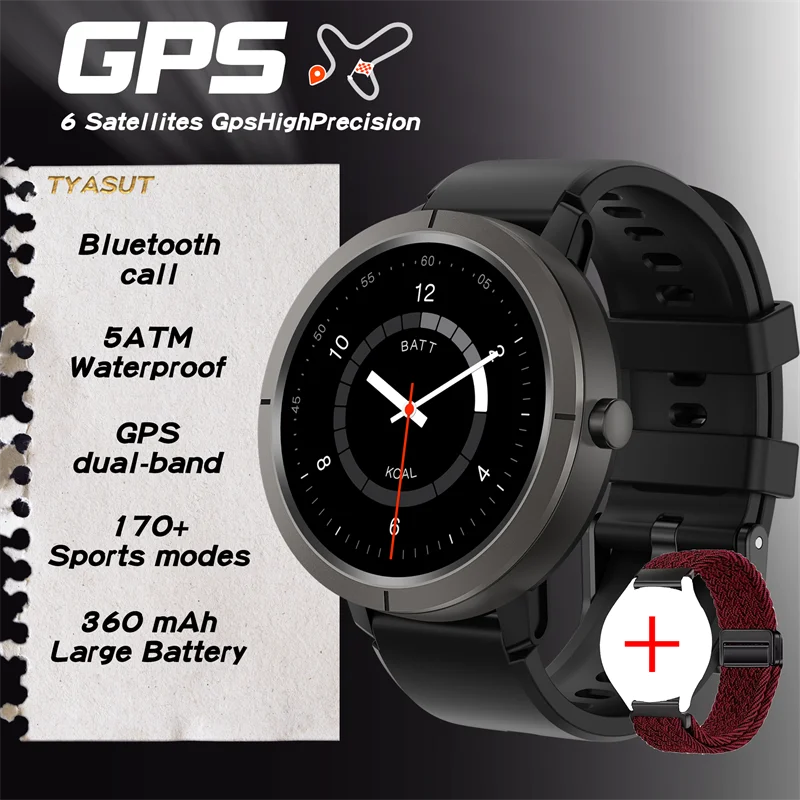 2025 New GPS Sports Smart Watch 1.32 inch AMOLED 5ATM Waterproof Outdoor Watch 360mAh Battery call Smarwatch For Men And Women