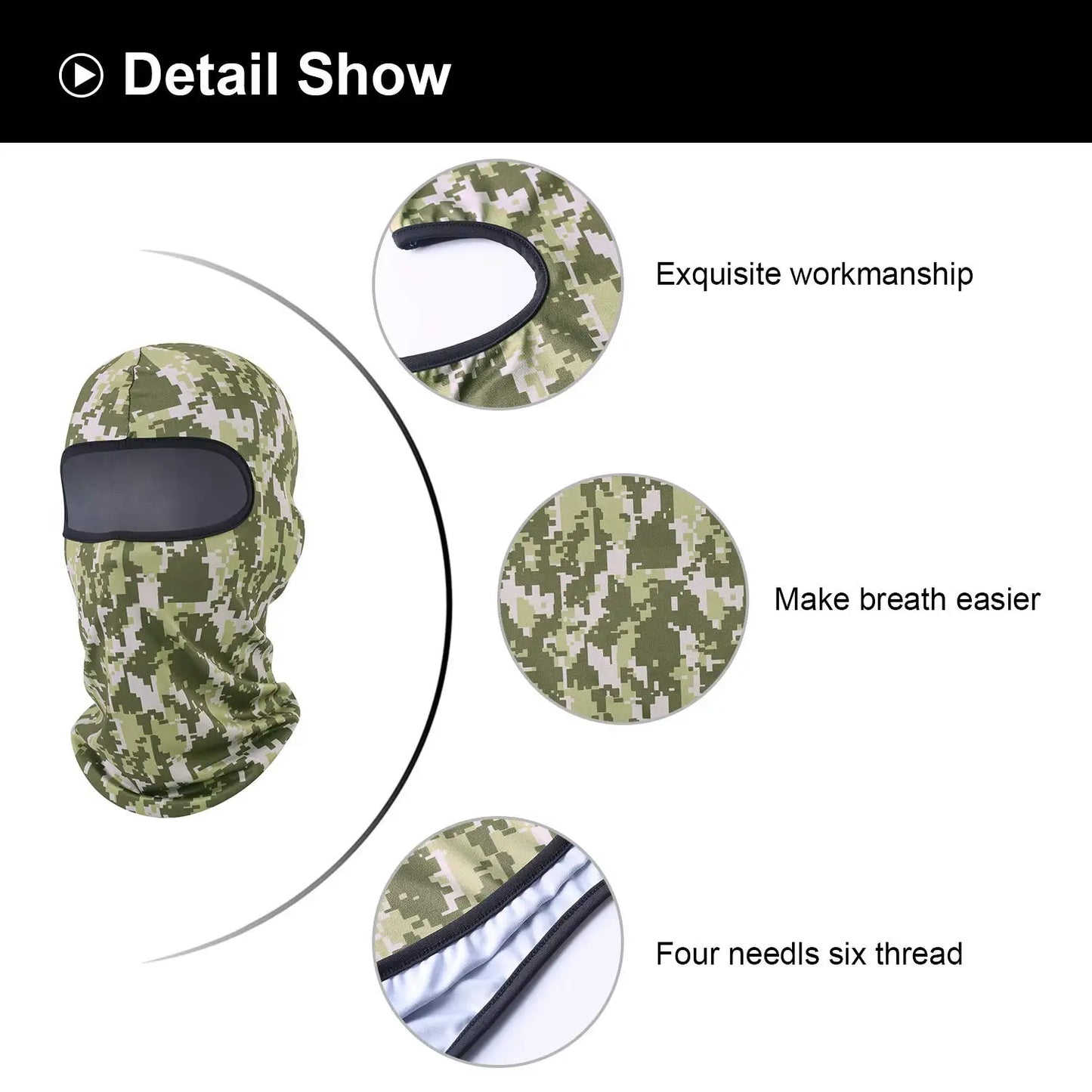 Tactical Military Camo Balaclava Ski Face Mask UV Protector for Man Women Hunting Fishing Motorcycle Windproof