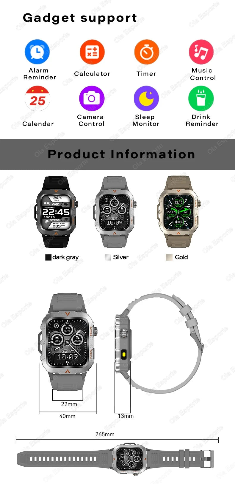 Outdoor Sport Smart Watch with Led Lighting Men Women Watches Fitness Track ECG+PGG Smart Watch