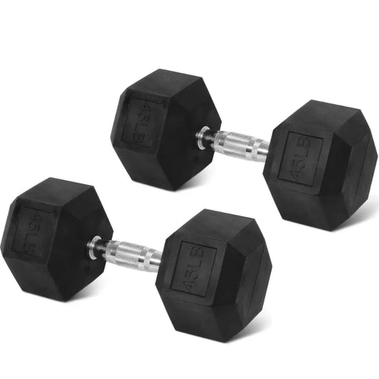 BalanceFrom Rubber Encased Hex Dumbbells, 45 lbs Pair, Black 7 Sister Stars LLC