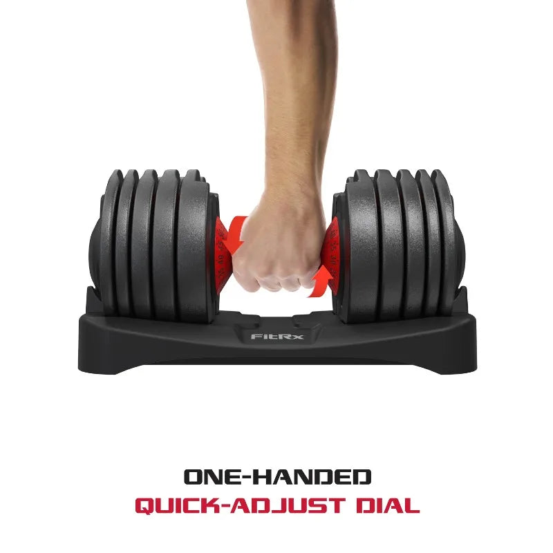 FitRx Adjustable Dumbbells, 52.5lb SmartBell Dumbbell Set with Quick-Select Weights for Home Gym 7 Sister Stars LLC