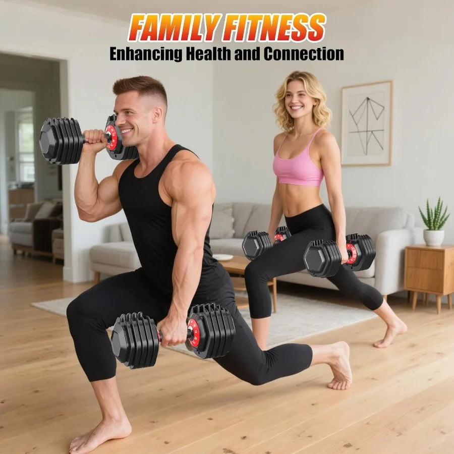 Adjustable Dumbbells Set with AntiSlip Handle and Dual Safety Locking System for Full Body Workout: Versatile 25 52.5 55 LBS We