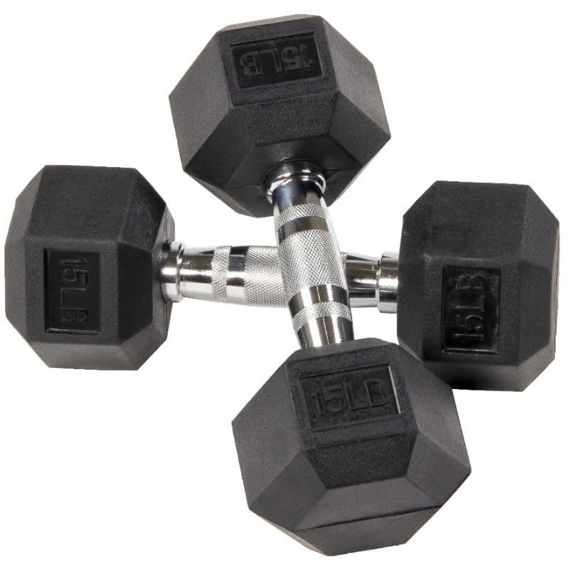 BalanceFrom Rubber Encased Hex Dumbbells, 45 lbs Pair, Black 7 Sister Stars LLC