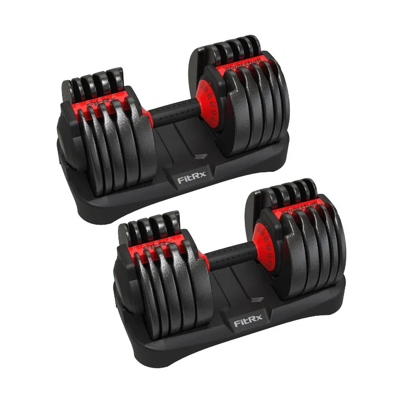 FitRx Adjustable Dumbbells, 52.5lb SmartBell Dumbbell Set with Quick-Select Weights for Home Gym 7 Sister Stars LLC