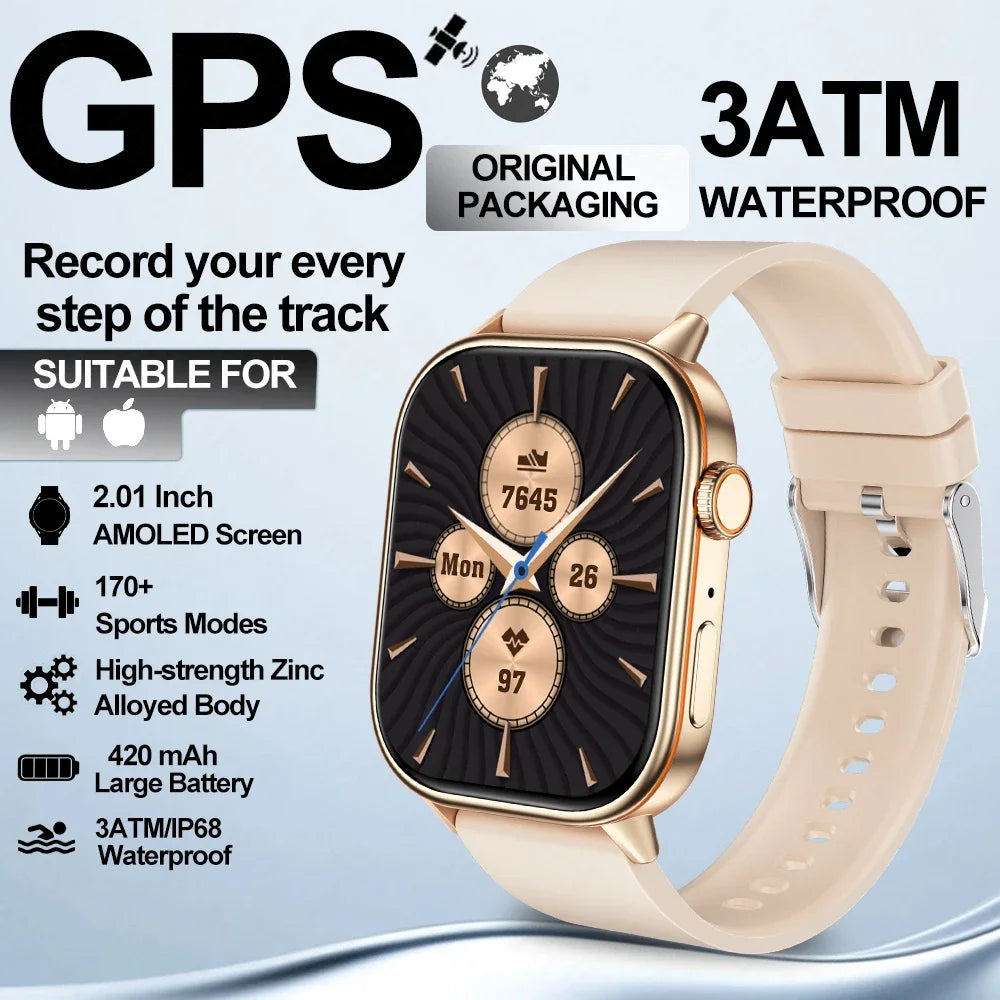 2025 New Built-in GPS Outdoor Smart Watch 2.01''HD Screen178+sports  Health Monitoring Bluetooth Call lP68 Waterproof Smartwatch