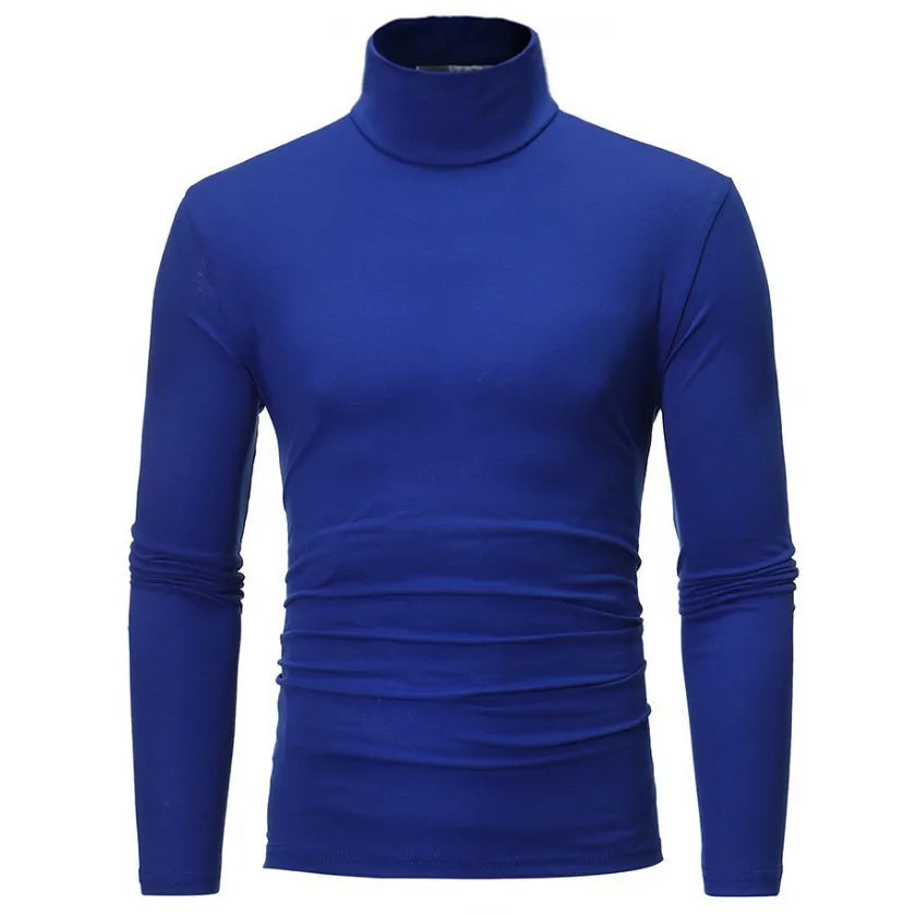 2023 new Men's High Neck Slim Fit Long Sleeve T-shirt turtleneck for men slim elastic thin pullover