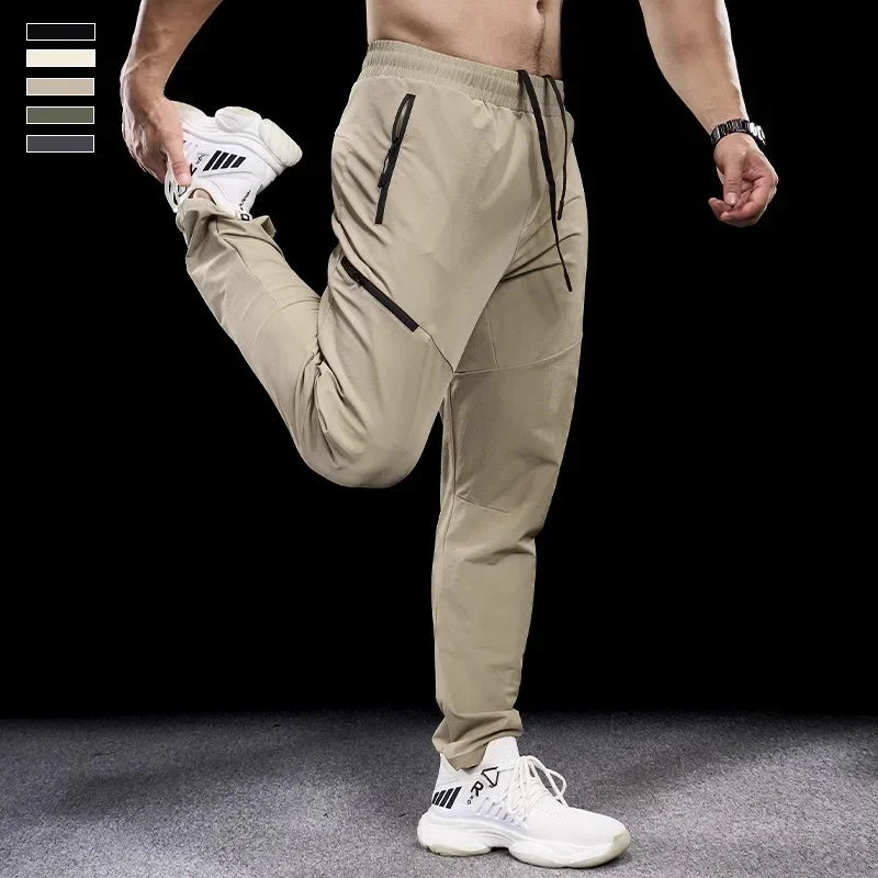 New Autumn Winter Men Quick-drying Sports Casual Trousers Gym Fitness Running Training Clothes Micro-elastic Zipper Pocket Pants 7 Sister Stars LLC