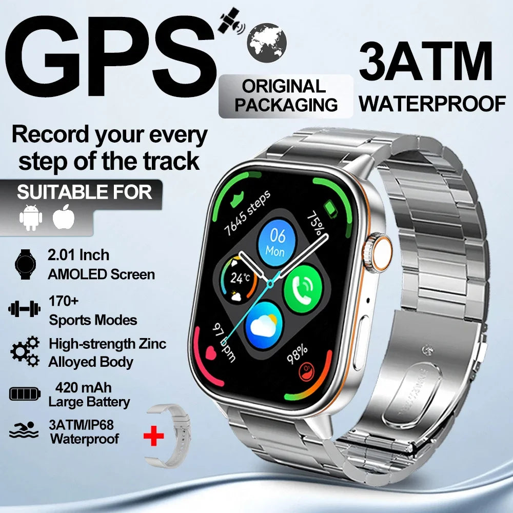 2025 New Built-in GPS Outdoor Smart Watch 2.01''HD Screen178+sports  Health Monitoring Bluetooth Call lP68 Waterproof Smartwatch