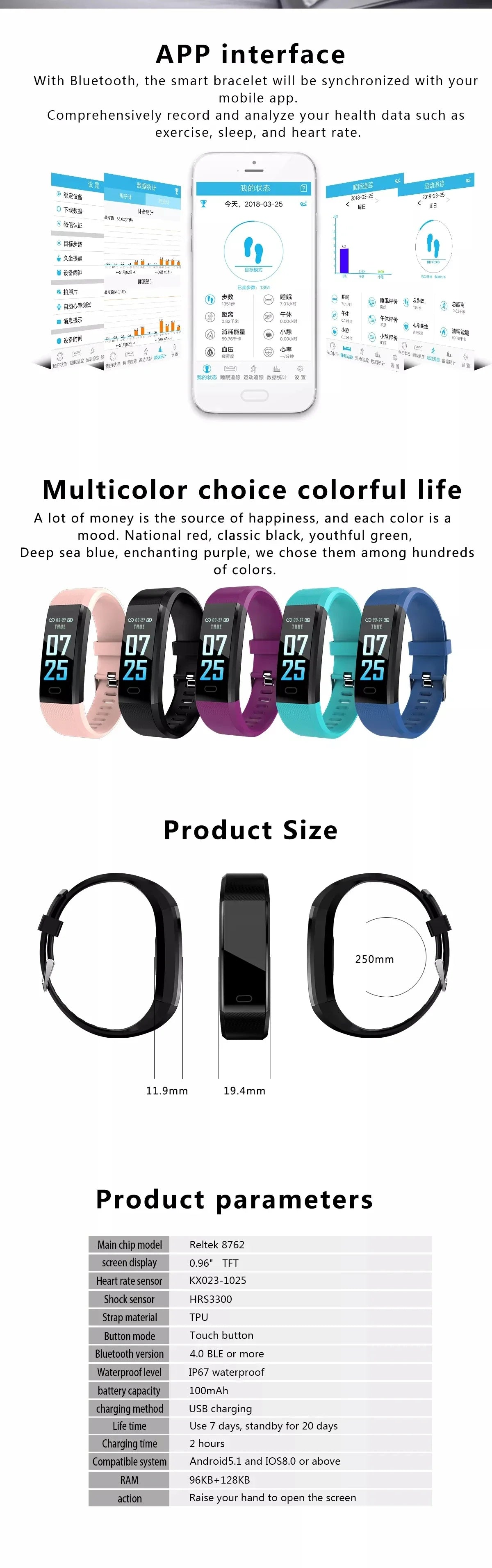 Next-Gen 115Plus Smart Watch for Men & Women: IP68 Waterproof, Fitness Tracker Sport Watch, HR/BP Monitor*