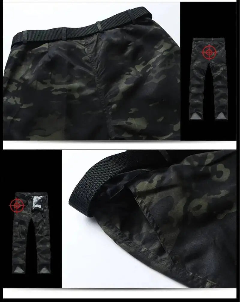 Hunting Wear Resistant Sets Men Spring Autumn Multi Pocket Camo Suits Male Outdoor Training Fishing Cargo Set