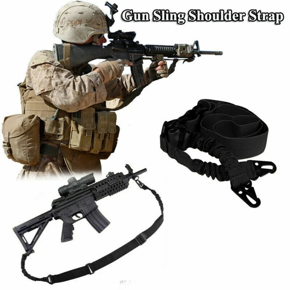 Two Points Rifle Sling with Length Adjuster Traditional Sling with Metal Hook Adjustable Outdoor Hunting Shotgun Belts