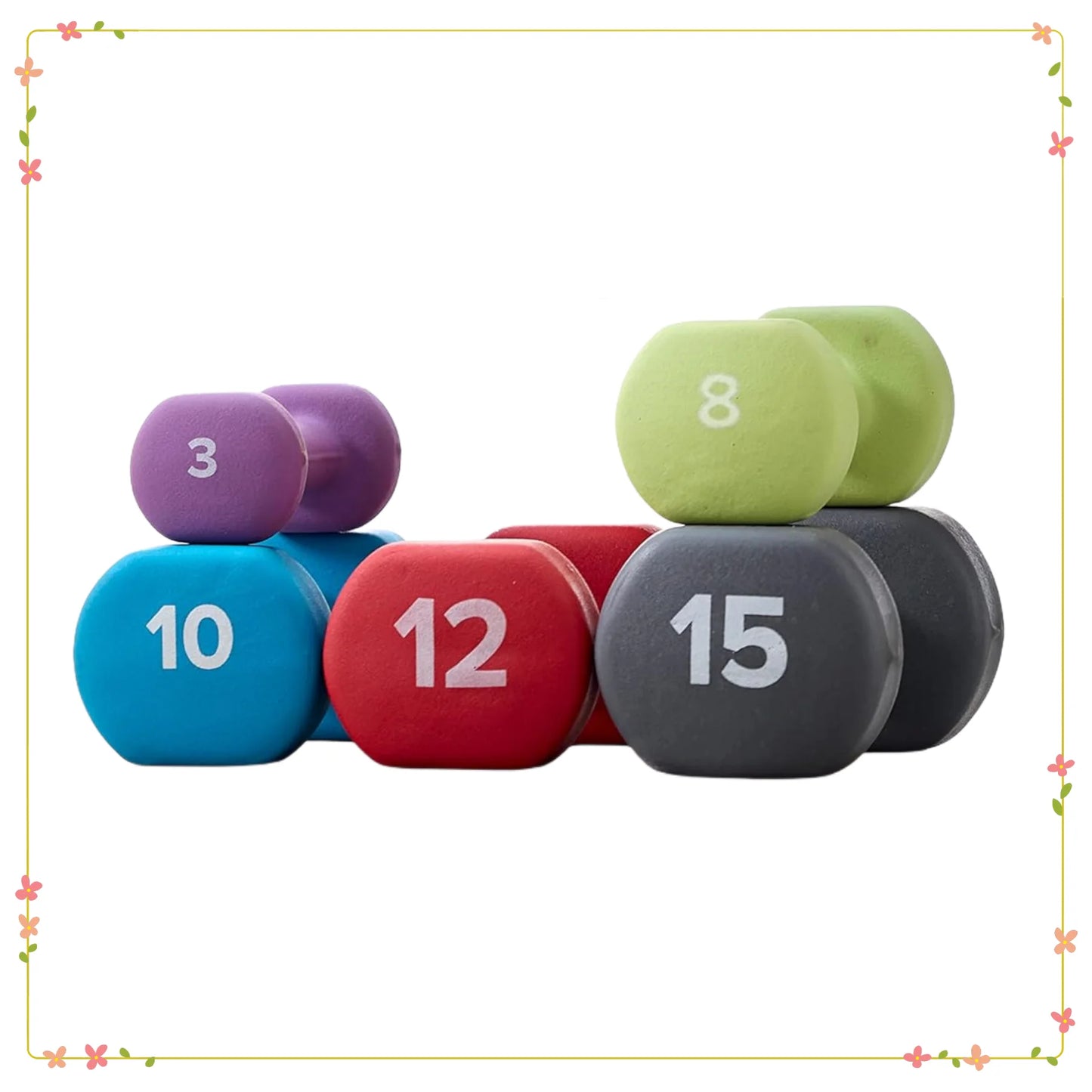 Dumbbell Hand Weight, Neoprene Coated Free Weights for Home Gym, Strength Training for Women Men, Fitness Equipment