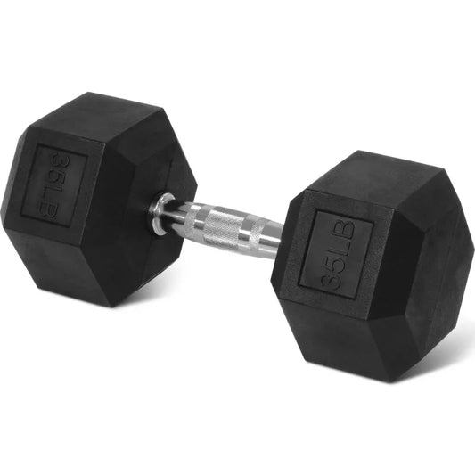 BalanceFrom Rubber Encased Hex Dumbbell, Anti-Roll, Black, 35 lb, Assembled Product Weight, Single 7 Sister Stars LLC