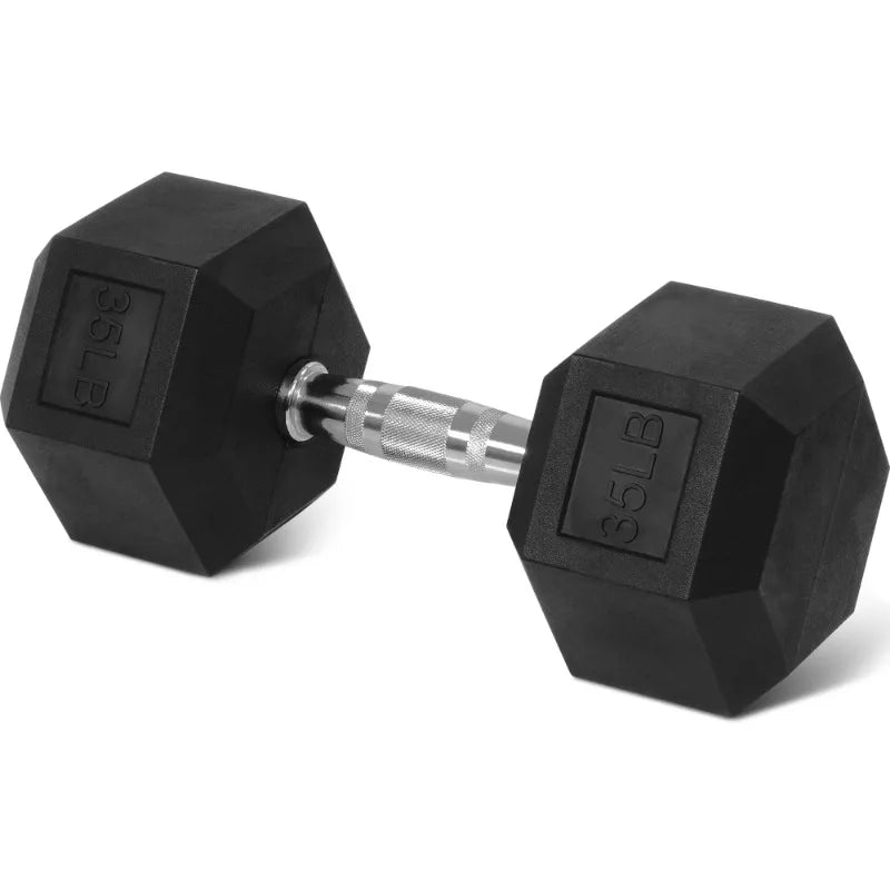 BalanceFrom Rubber Encased Hex Dumbbell, Anti-Roll, Black, 35 lb, Assembled Product Weight, Single 7 Sister Stars LLC
