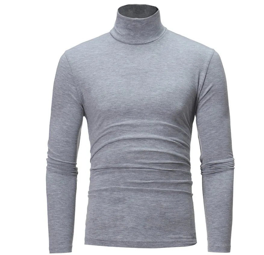 2023 new Men's High Neck Slim Fit Long Sleeve T-shirt turtleneck for men slim elastic thin pullover