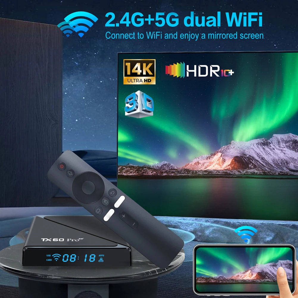 Android 16.0 TV Box TX60 PRO 16+256GB 4K HDR10+ Allwinner H313 WiFi 6 BT 5.0 Voice Remote high quality Home Theater Media Player