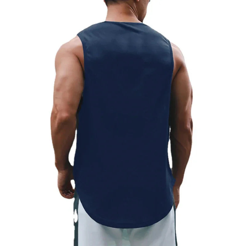 Gym Fitness Bodybuilding Sport Vests Mesh Breathable Quick Dry Running Tank Tops Mens Workout Muscle Casual Elastic T-shirts