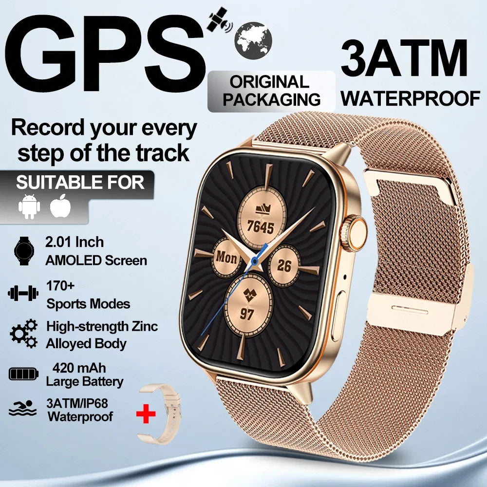 2025 New Built-in GPS Outdoor Smart Watch 2.01''HD Screen178+sports  Health Monitoring Bluetooth Call lP68 Waterproof Smartwatch