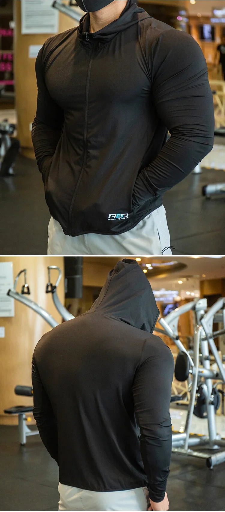 2023 High Quality Men's Jacket Sports Zip Up Long Sleeve T-shirts Quick Dry Gym Fitness Elasticity Coats Running Man Sweatshirts