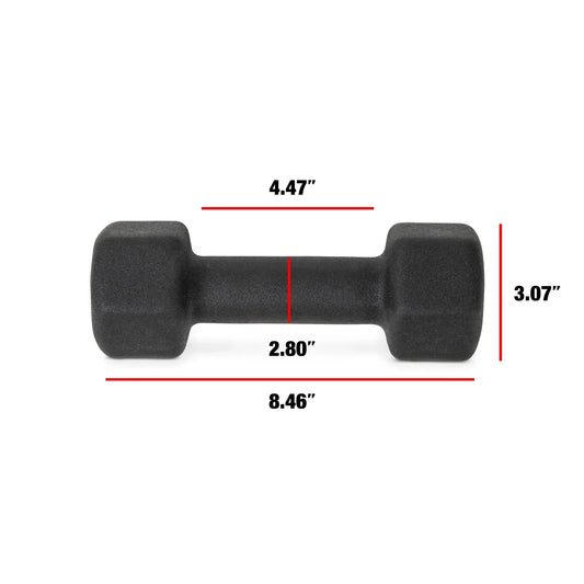 7lb Black Neoprene Dumbbell Pair, Non-Slip Grip Hand Weights for Womens Fitness, Home Gym & Strength Training