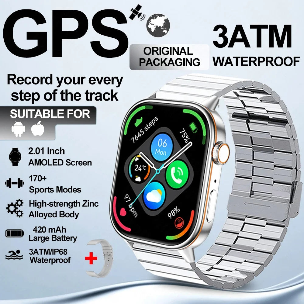 2025 New Built-in GPS Outdoor Smart Watch 2.01''HD Screen178+sports  Health Monitoring Bluetooth Call lP68 Waterproof Smartwatch
