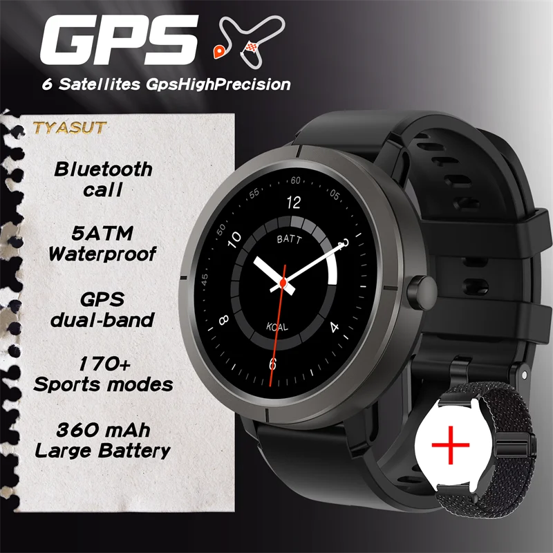 2025 New GPS Sports Smart Watch 1.32 inch AMOLED 5ATM Waterproof Outdoor Watch 360mAh Battery call Smarwatch For Men And Women