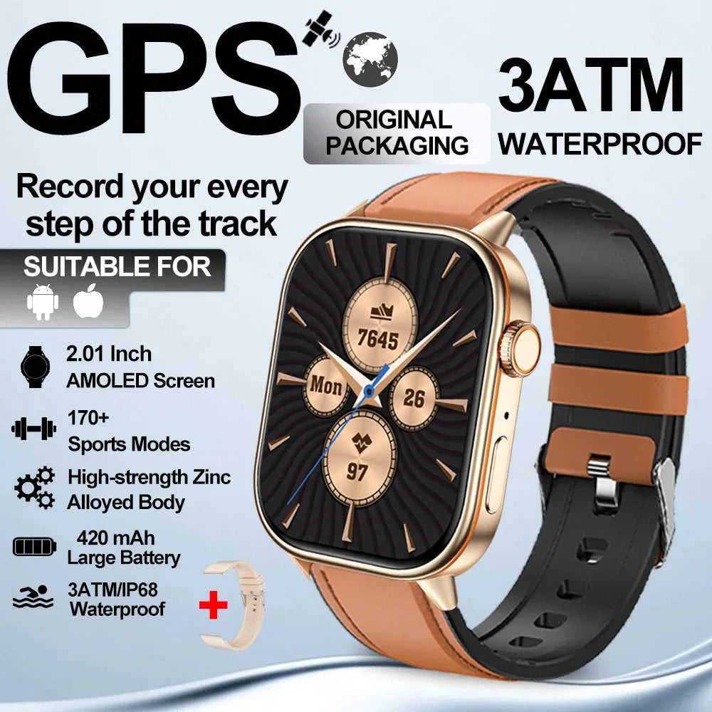 2025 New Built-in GPS Outdoor Smart Watch 2.01''HD Screen178+sports  Health Monitoring Bluetooth Call lP68 Waterproof Smartwatch