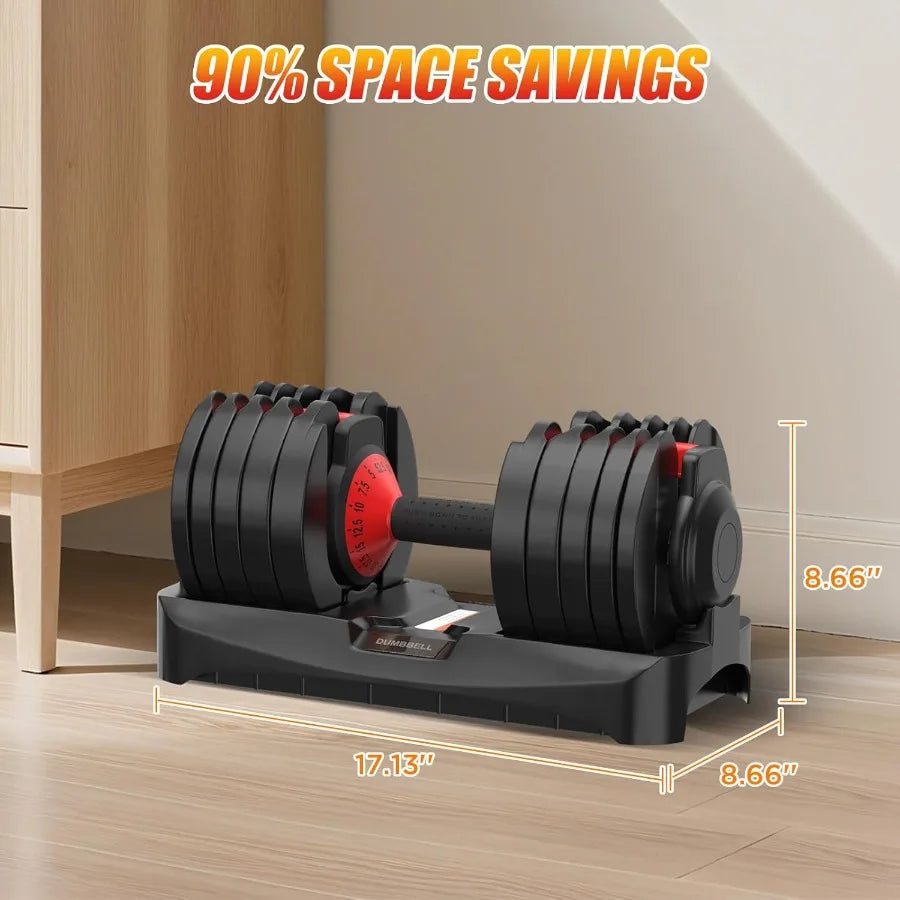 Adjustable Dumbbells Set with AntiSlip Handle and Dual Safety Locking System for Full Body Workout: Versatile 25 52.5 55 LBS We