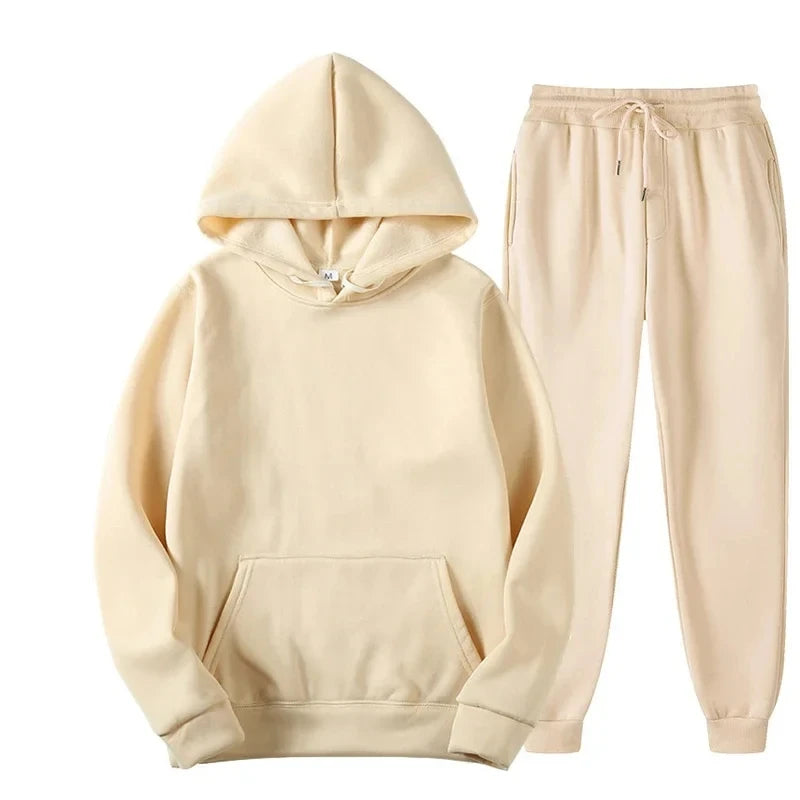 Men's Autumn and Winter New Solid Color Hoodie+pants Two-piece Set Fashionable Casual Sports Set Size S-3XL Tracksuit