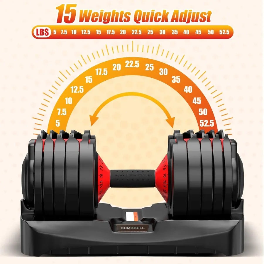 Adjustable Dumbbells Set with AntiSlip Handle and Dual Safety Locking System for Full Body Workout: Versatile 25 52.5 55 LBS We