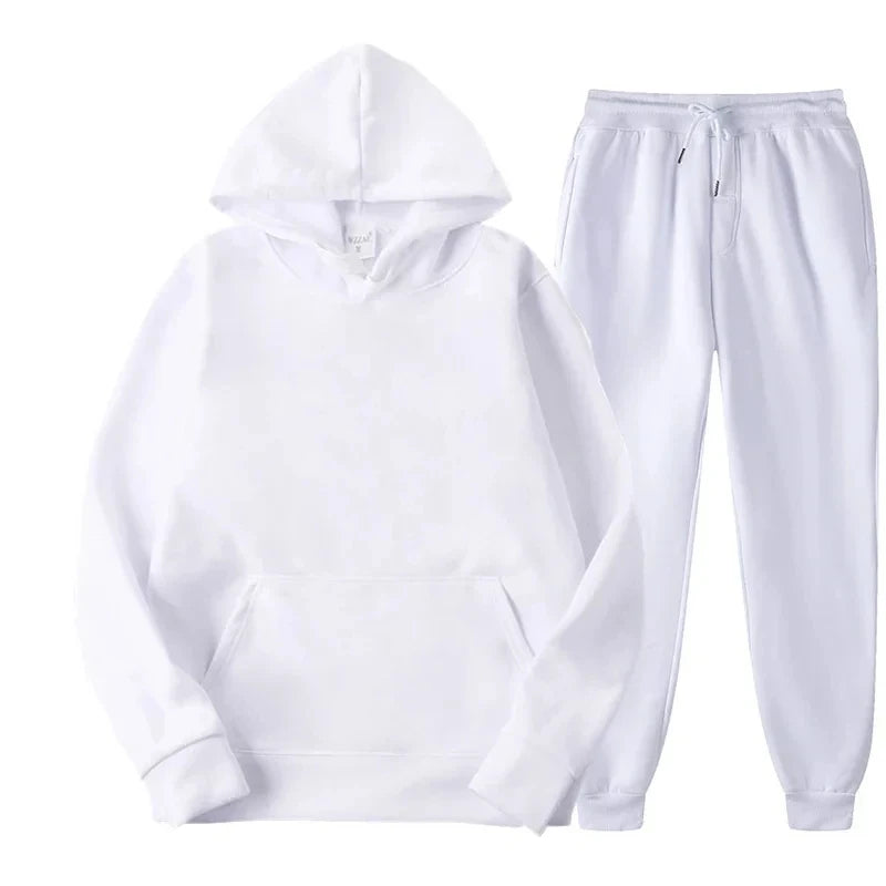 Men's Autumn and Winter New Solid Color Hoodie+pants Two-piece Set Fashionable Casual Sports Set Size S-3XL Tracksuit