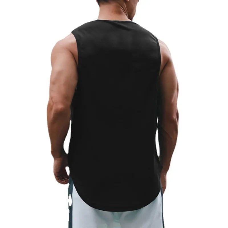 Gym Fitness Bodybuilding Sport Vests Mesh Breathable Quick Dry Running Tank Tops Mens Workout Muscle Casual Elastic T-shirts
