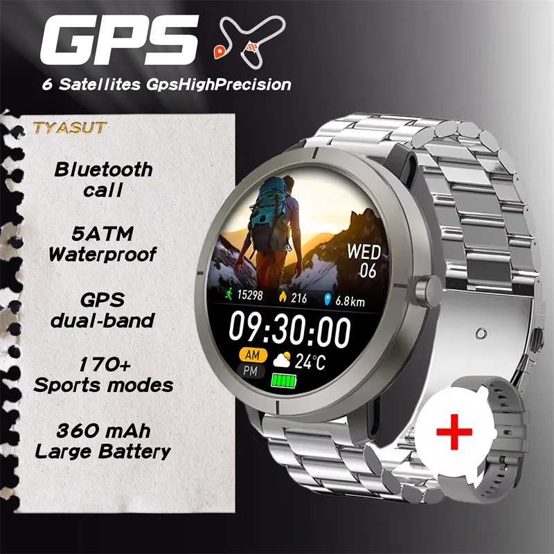2025 New GPS Sports Smart Watch 1.32 inch AMOLED 5ATM Waterproof Outdoor Watch 360mAh Battery call Smarwatch For Men And Women