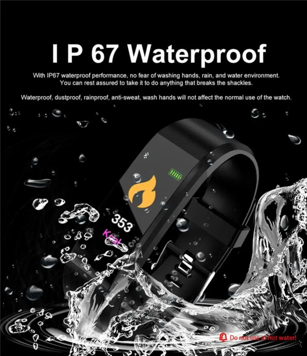 Next-Gen 115Plus Smart Watch for Men & Women: IP68 Waterproof, Fitness Tracker Sport Watch, HR/BP Monitor*