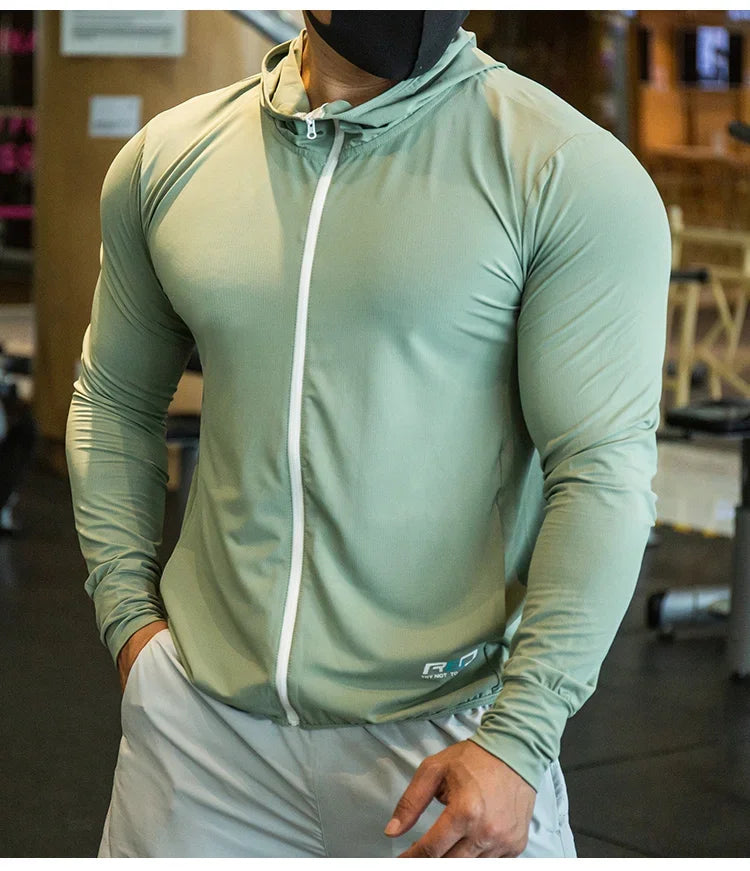 2023 High Quality Men's Jacket Sports Zip Up Long Sleeve T-shirts Quick Dry Gym Fitness Elasticity Coats Running Man Sweatshirts