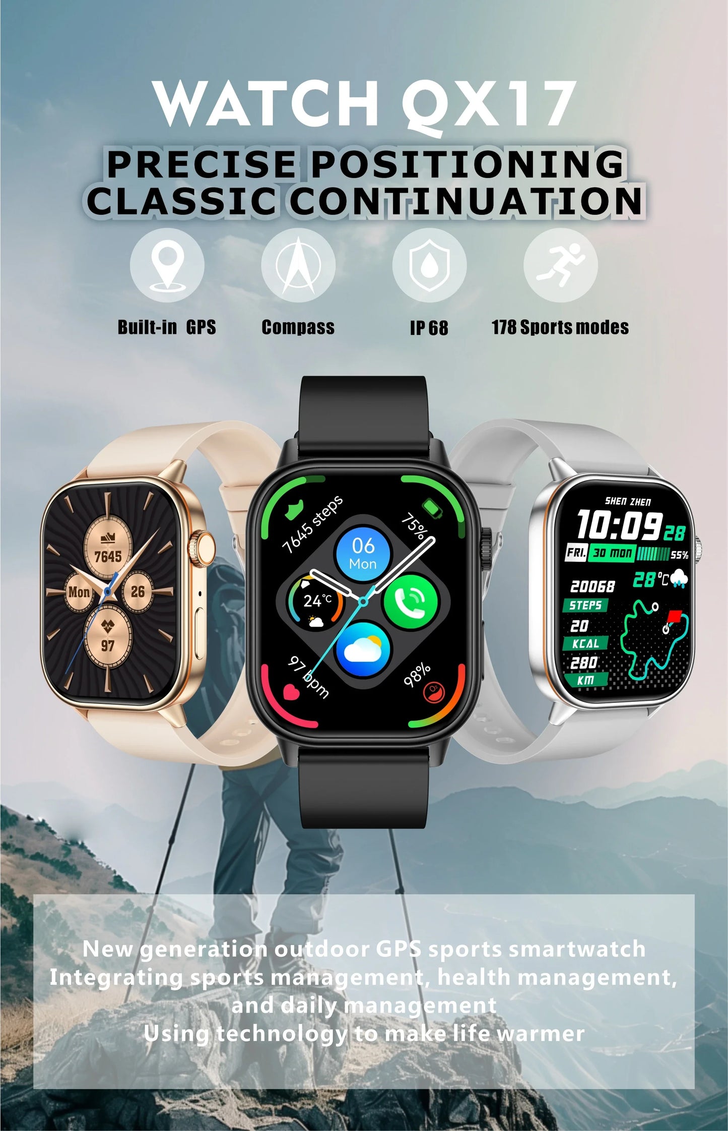 2025 New Built-in GPS Outdoor Smart Watch 2.01''HD Screen178+sports  Health Monitoring Bluetooth Call lP68 Waterproof Smartwatch
