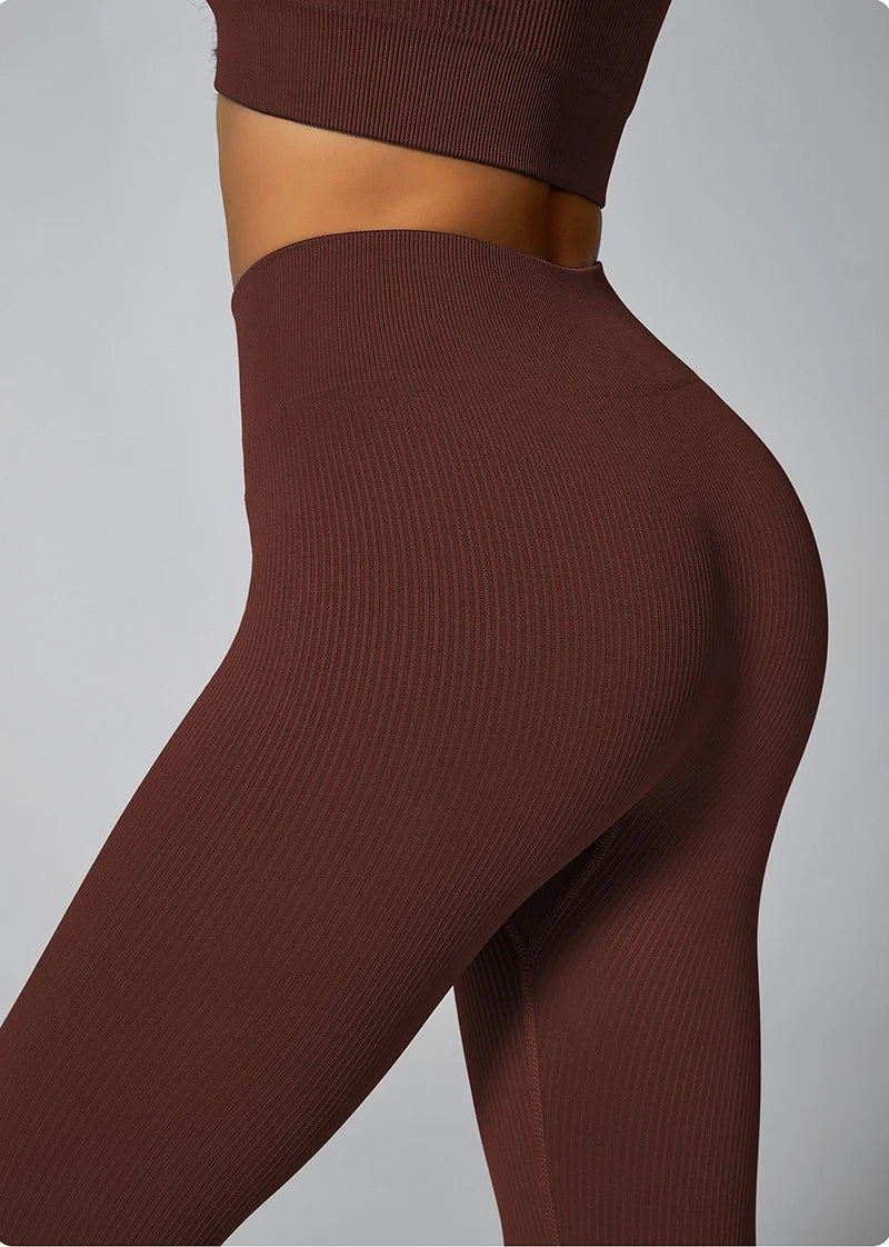 Women's seamless knitted thread yoga pants high waisted sports leggings hip lifting running training slimming and fashionable 7 Sister Stars LLC