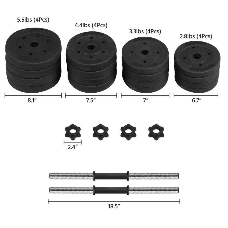 Alden Design 66 lb. Adjustable Dumbbell Free Weight Set, Black 7 Sister Stars LLC