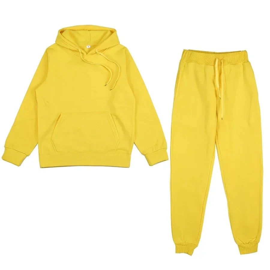 Men's Autumn and Winter New Solid Color Hoodie+pants Two-piece Set Fashionable Casual Sports Set Size S-3XL Tracksuit