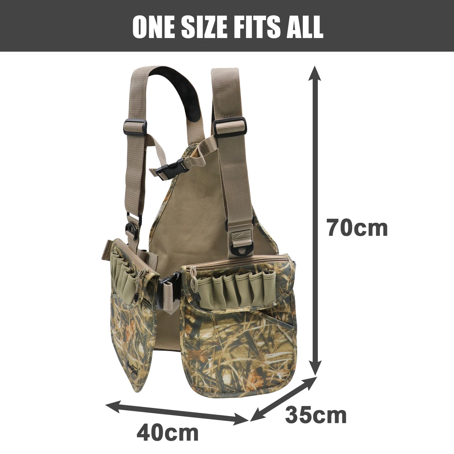 Hunting Vest Camouflage Upland Waterfowl Vest Meadow Lightweight with Hunting Game Duck Pouch and Pockets for Hunting Fishing