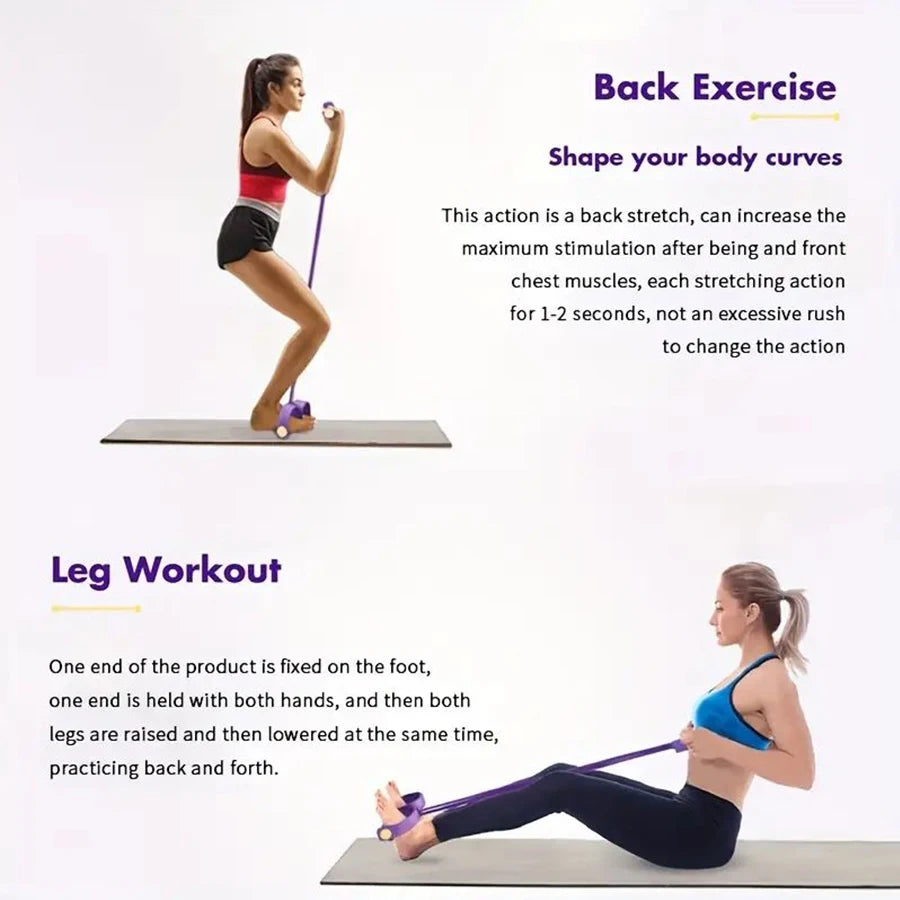 1PC6-tube elastic yoga pedal pull resistance band, suitable for abdominal/waist/arm/leg stretching slimming training