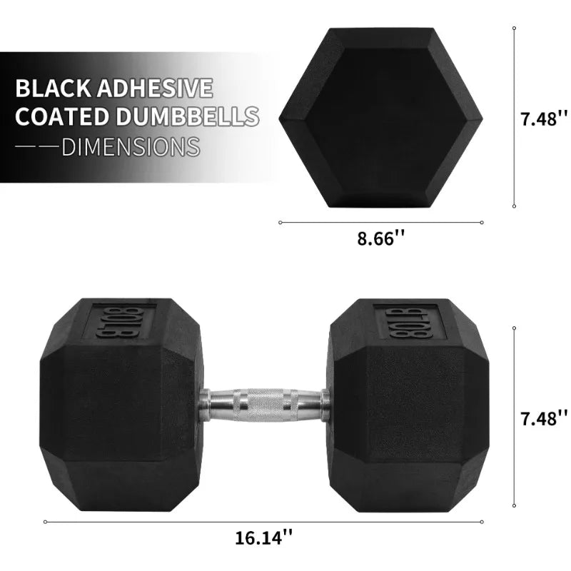 BalanceFrom Rubber Encased Hex Dumbbells, 45 lbs Pair, Black 7 Sister Stars LLC