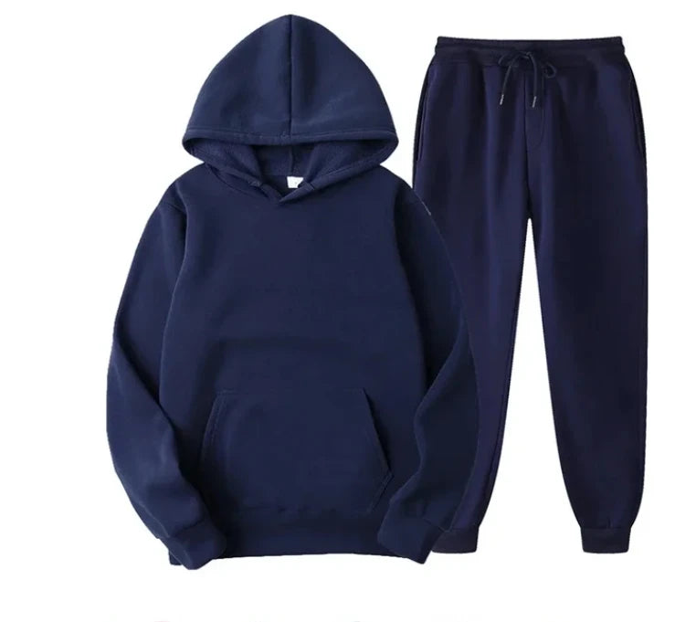 Men's Autumn and Winter New Solid Color Hoodie+pants Two-piece Set Fashionable Casual Sports Set Size S-3XL Tracksuit